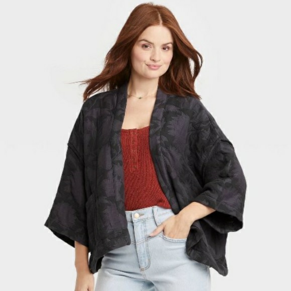 Quilted leaf jacket with pockets